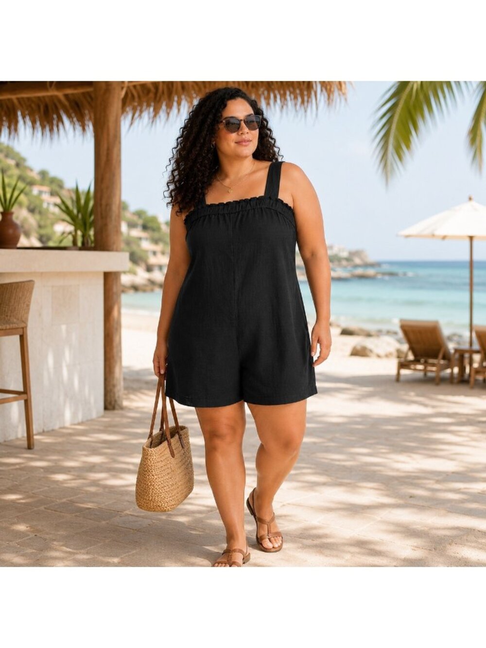 J Crew NWT Black 100% Linen Relaxed Romper XXL Resort Vacation - Picture 2 of 15